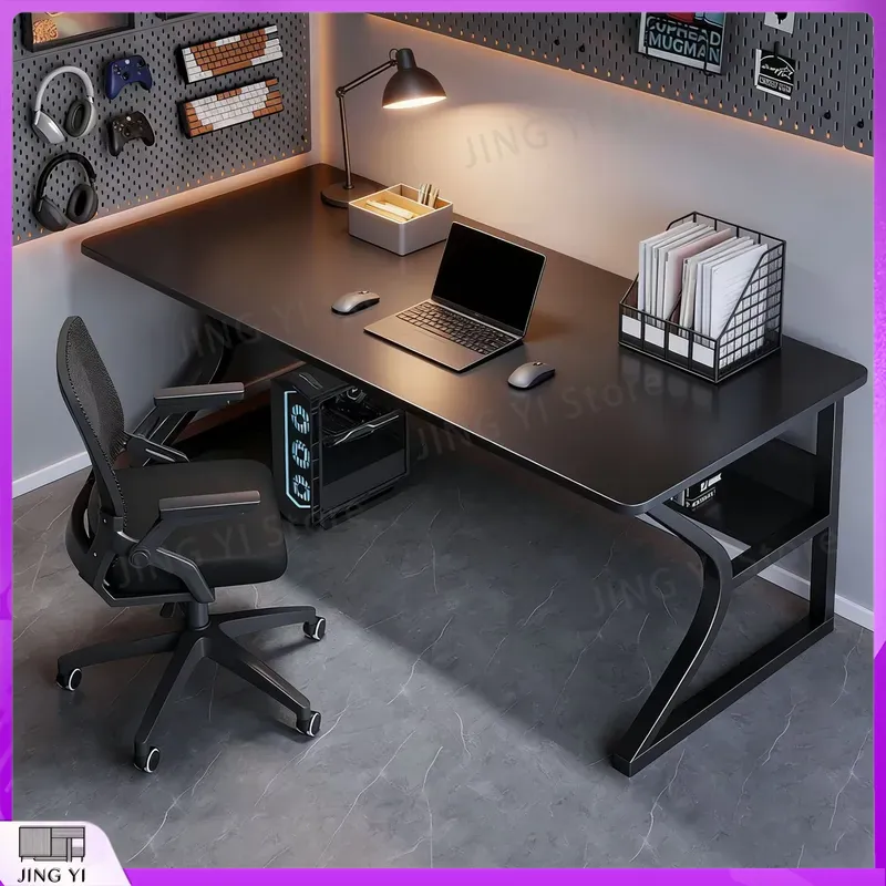 Desk Setup Black And Wood - Escritorio de Juego Negro para Configuración