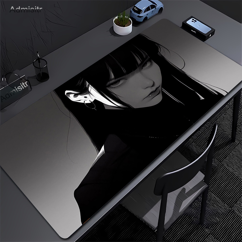 Desk Setup Pink - Alfombrilla de mesa negra de Anime