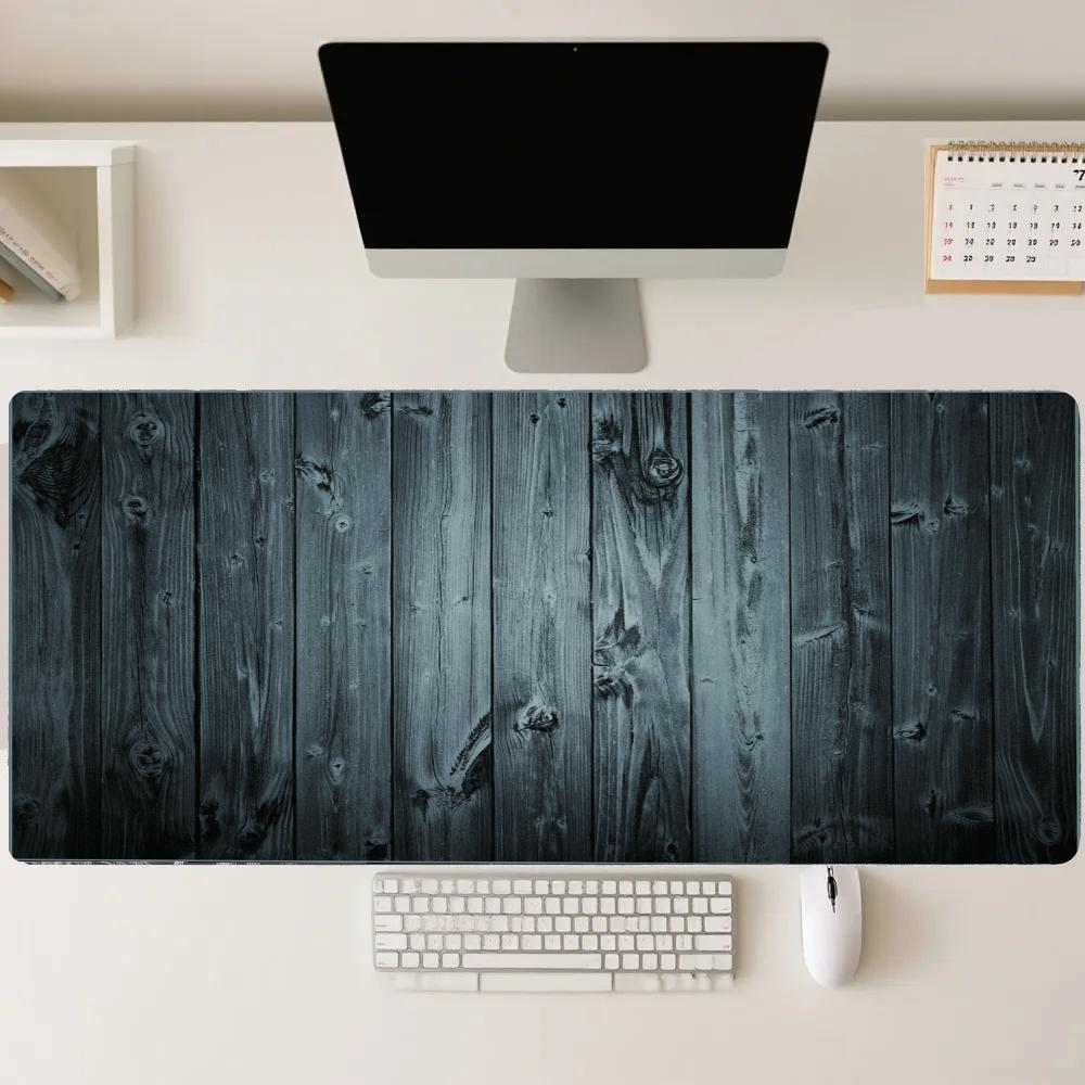 Desk Setup Black And Wood - Alfombrilla de ratón de madera negra,