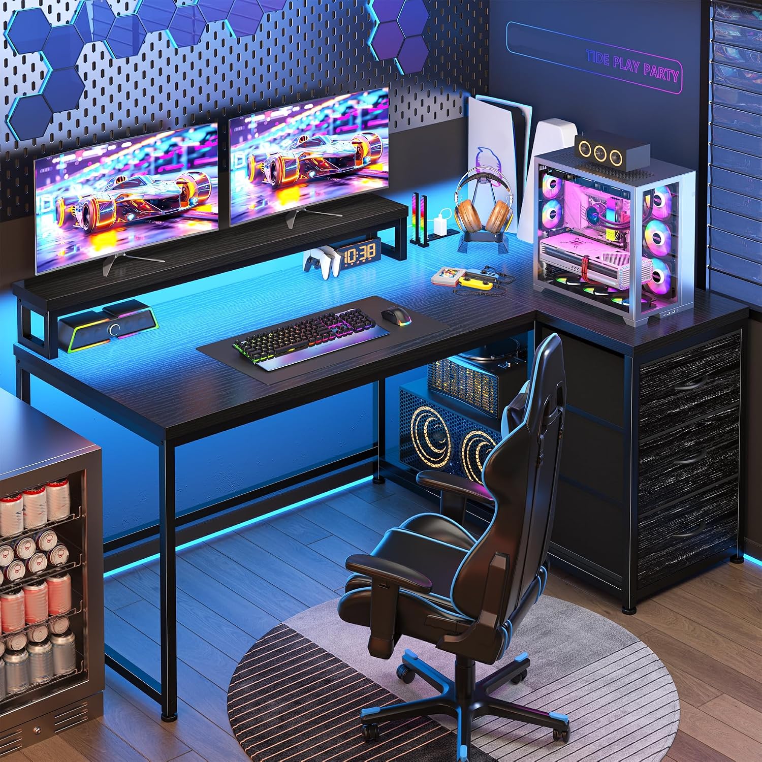 Desk Setup Gaming Pc - Escritorio para Juegos con 3 Cajones