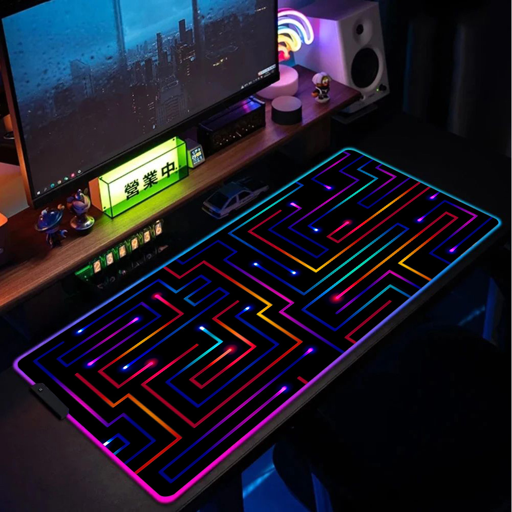 Desk Setup Gaming Pc - Alfombrilla de ratón Xxl 900x400 Neon