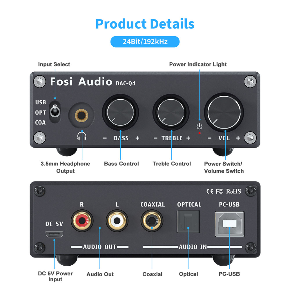 Fosi Audio Q4 Mini estéreo USB - Desk Setup Speakers reseña y precio