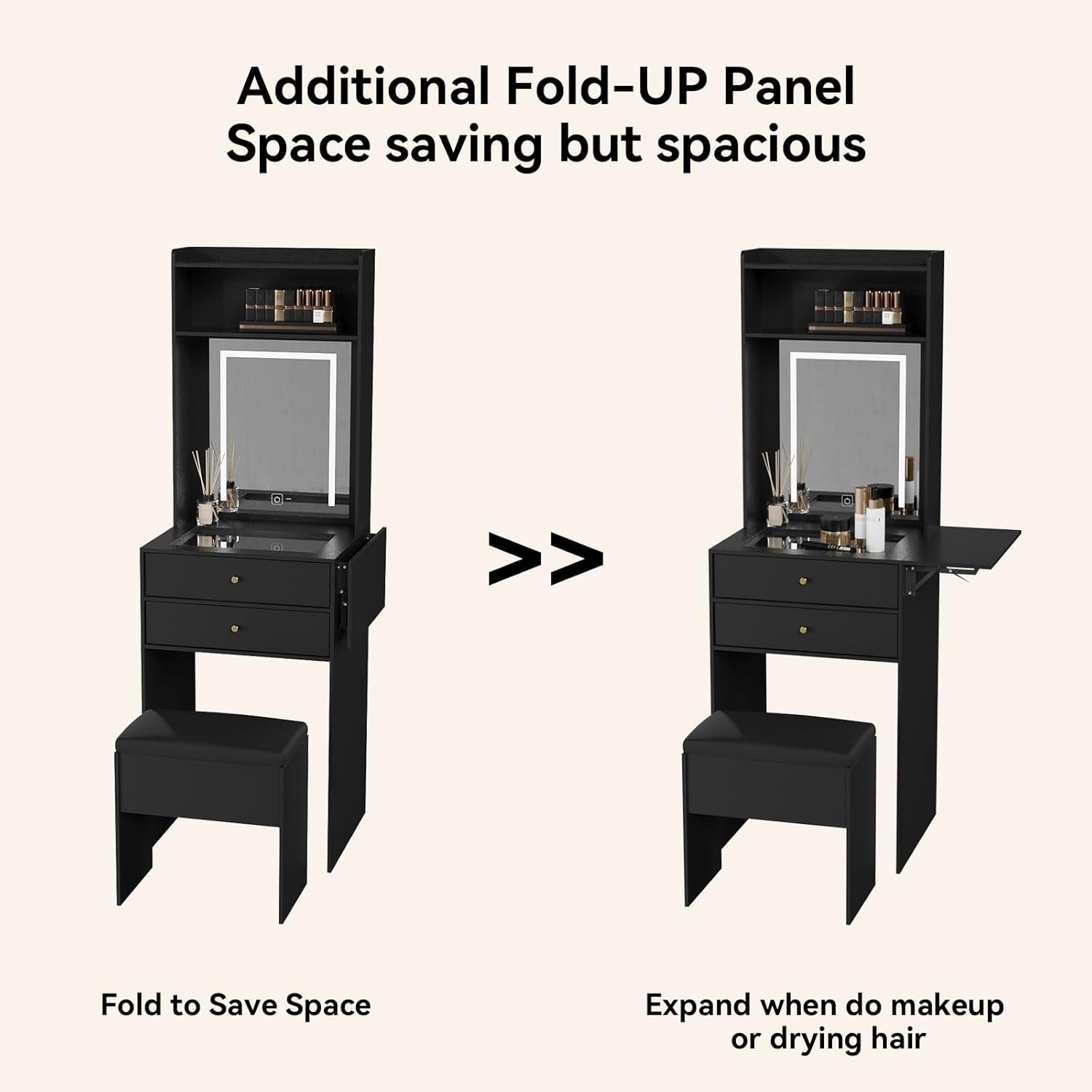 Mini Tocador Negro para Dormit - Desk Setup Black And Wood reseña y precio