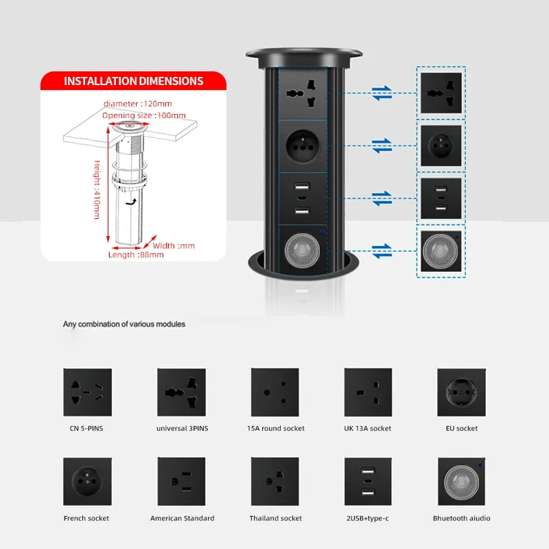 Enchufe de torre emergente mot - Desk Setup Speakers reseña y precio