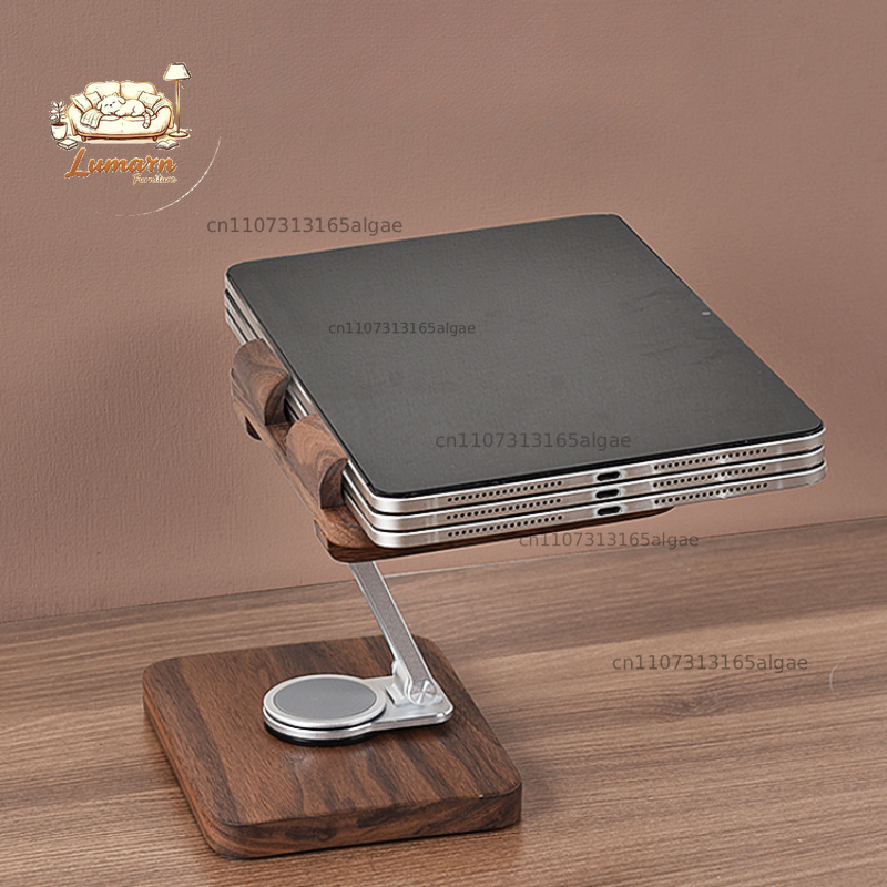 Soporte para iPad de Madera de - Desk Setup Black And Wood reseña y precio