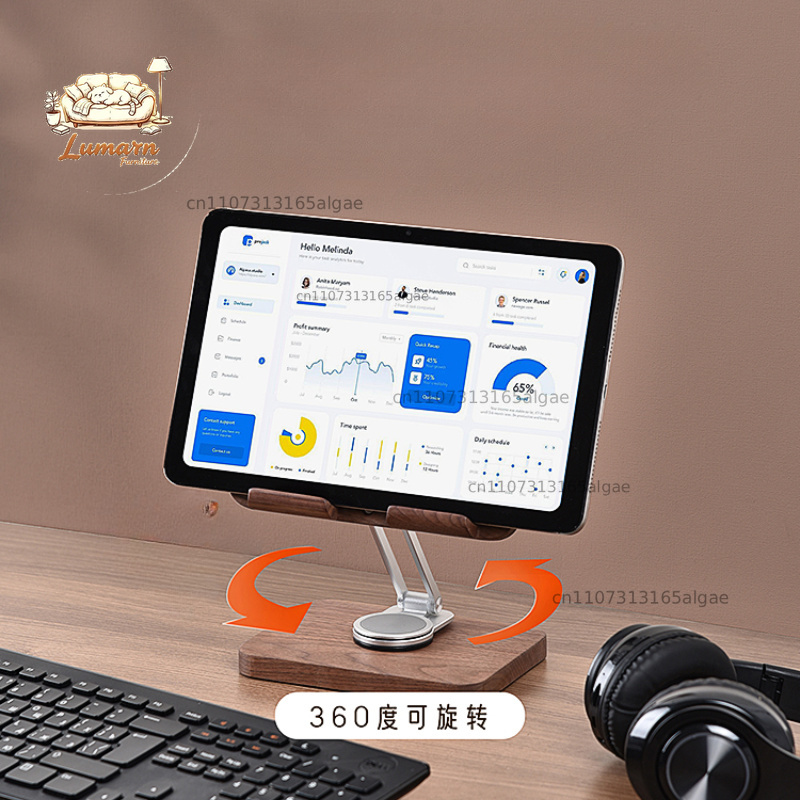 Soporte para iPad de Madera de - Desk Setup Black And Wood reseña y precio