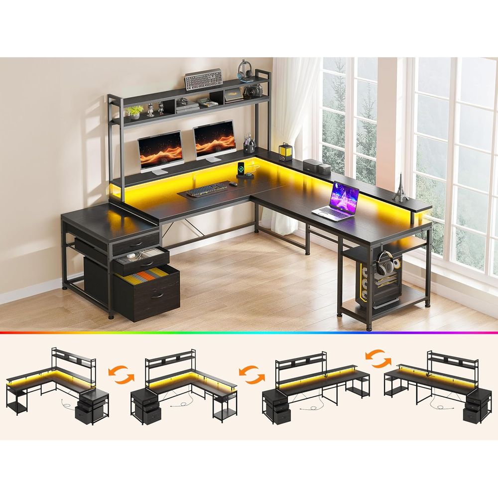 Escritorio para Juegos en Form - Desk Setup Black And Wood reseña y precio