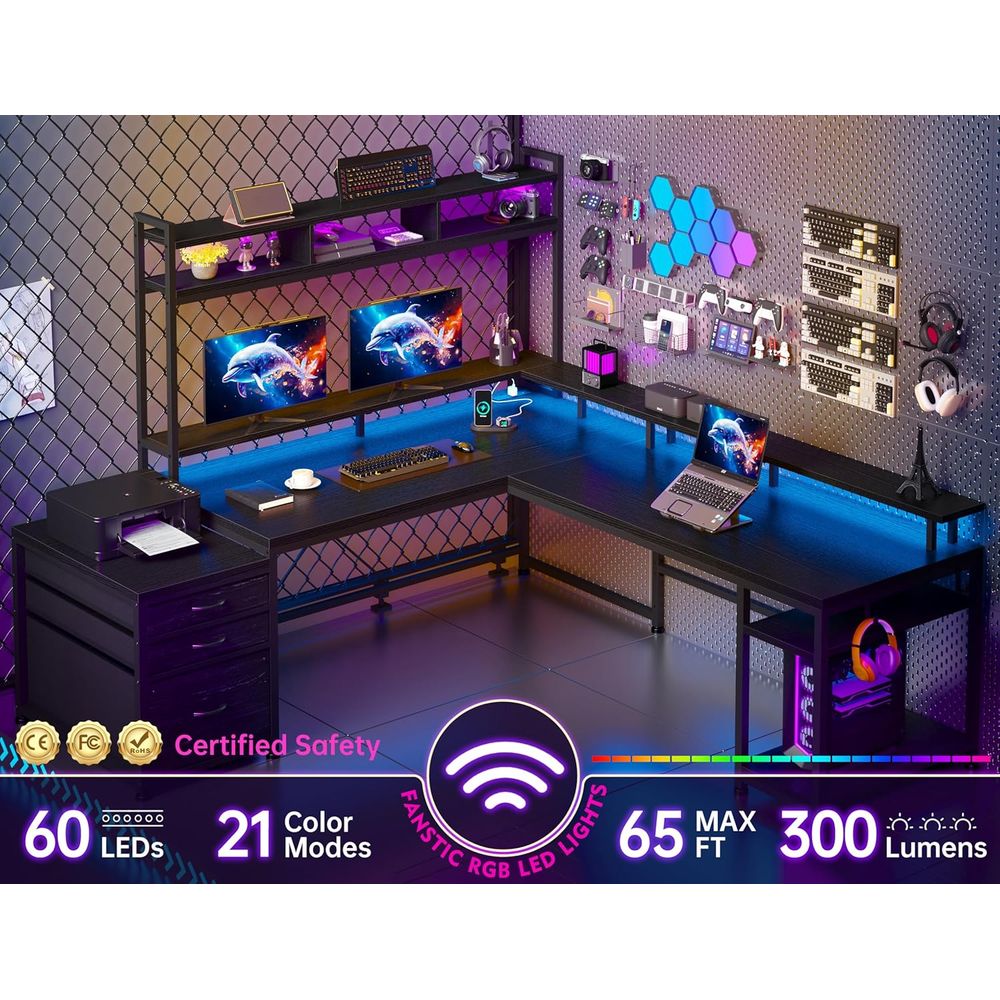 Escritorio para Juegos en Form - Desk Setup Black And Wood reseña y precio