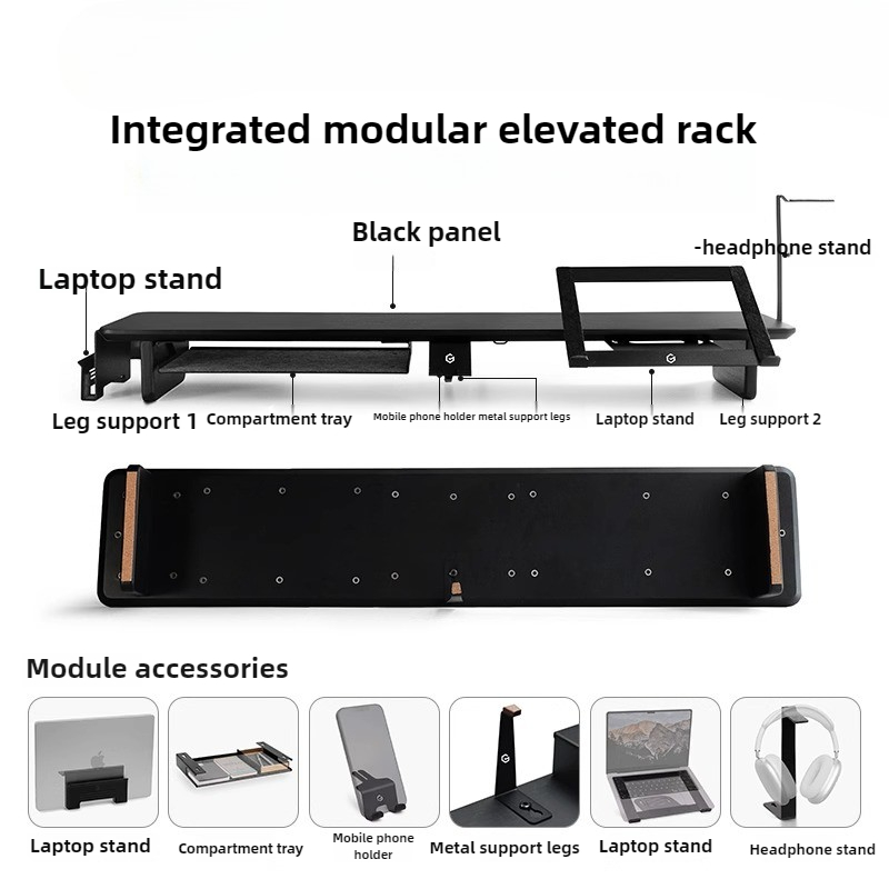 Soporte elevador de Monitor Mo - Desk Setup Black And Wood reseña y precio