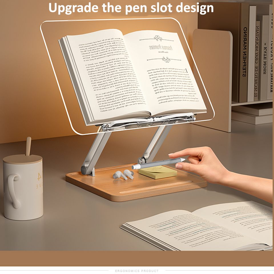 Soporte de lectura de madera c - Desk Setup Pink reseña y precio