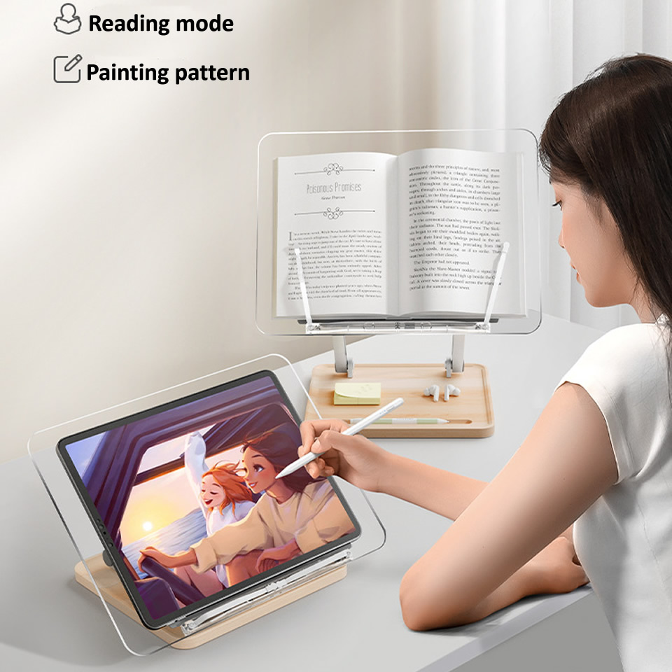 Soporte de lectura de madera c - Desk Setup Pink reseña y precio